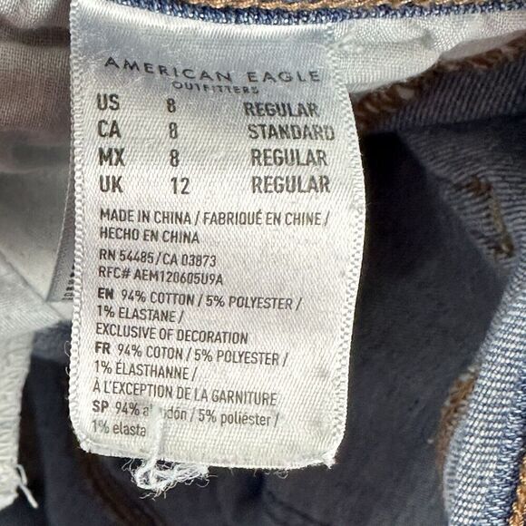 American Eagle Jean Shorts Womens 8 Blue Medium Wash Cut Off Favorite Boyfriend* - Picture 11 of 12